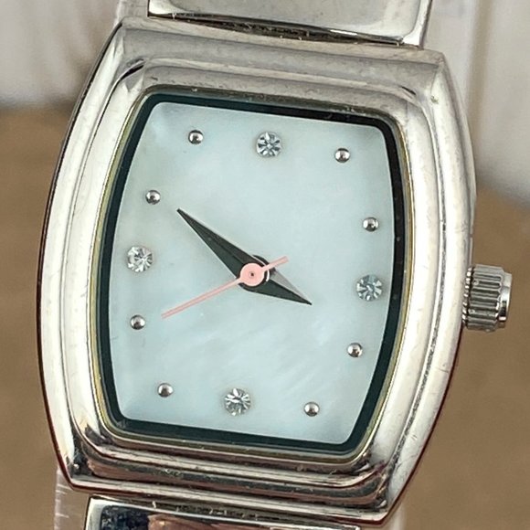 Mary Kay Watch with Pink Second Hand Crystal Markers Mother of